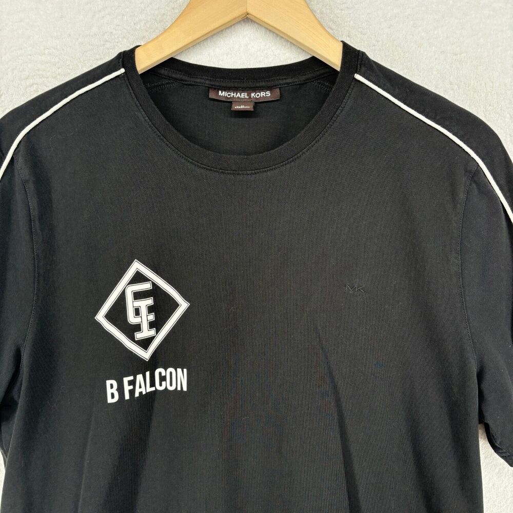 MICHAEL KORS Shirt Mens M MK Bulldog Graphic Short Sleeve Tee Cotton Black - Picture 3 of 15